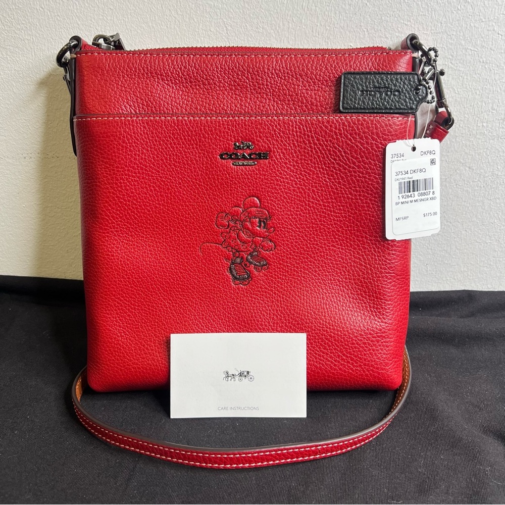 Coach Disney Kitt Messenger Crossbody Minnie Mouse Motif Red 37534 Brand New